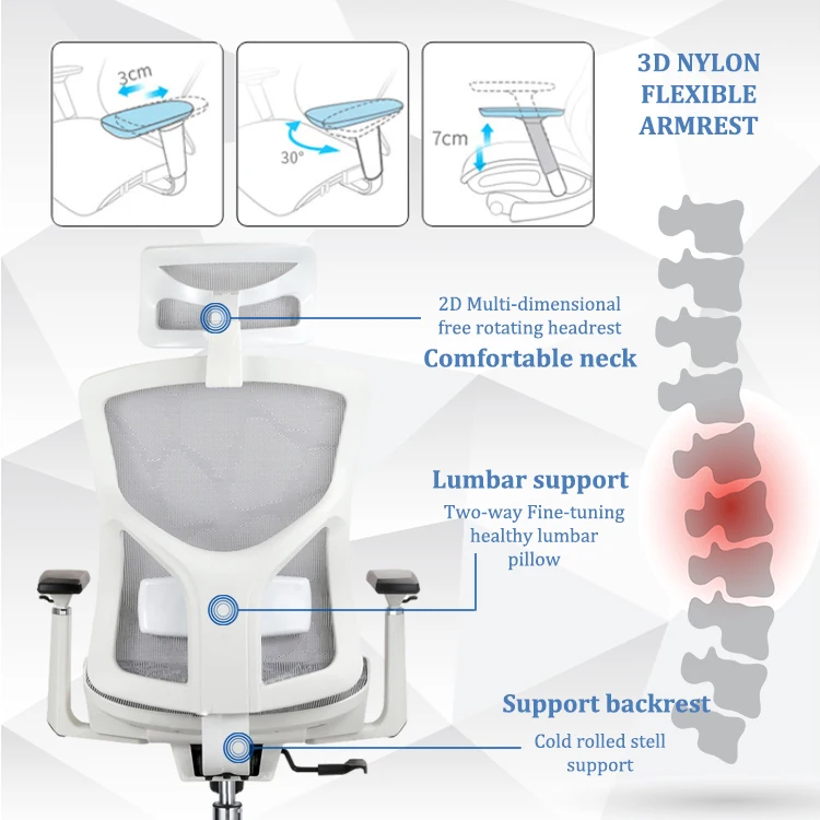 High Back Executive Ergonomic Office Chair With Headrest For Office Partition