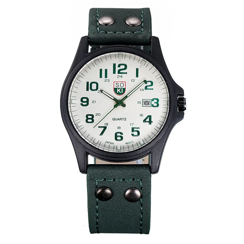 Men's Quartz Leather Strap Wristwatch, Stylish