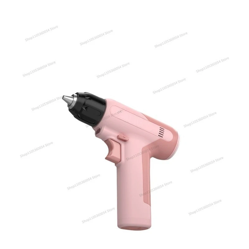 For Electric Screwdriver Rechargeable Household Small Electric Screw Gun Multi-function Electric Drill Driver Pink  Girl