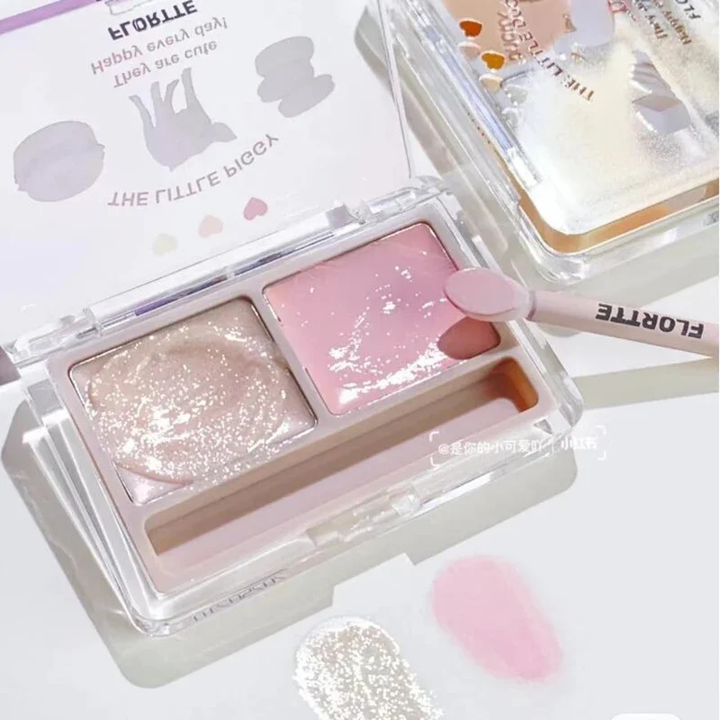 Flortte Highlighter Cream Matte Face Highlighting 2-kleuren Finishing Setting Blush Palette Iluminadores De Maquillaje