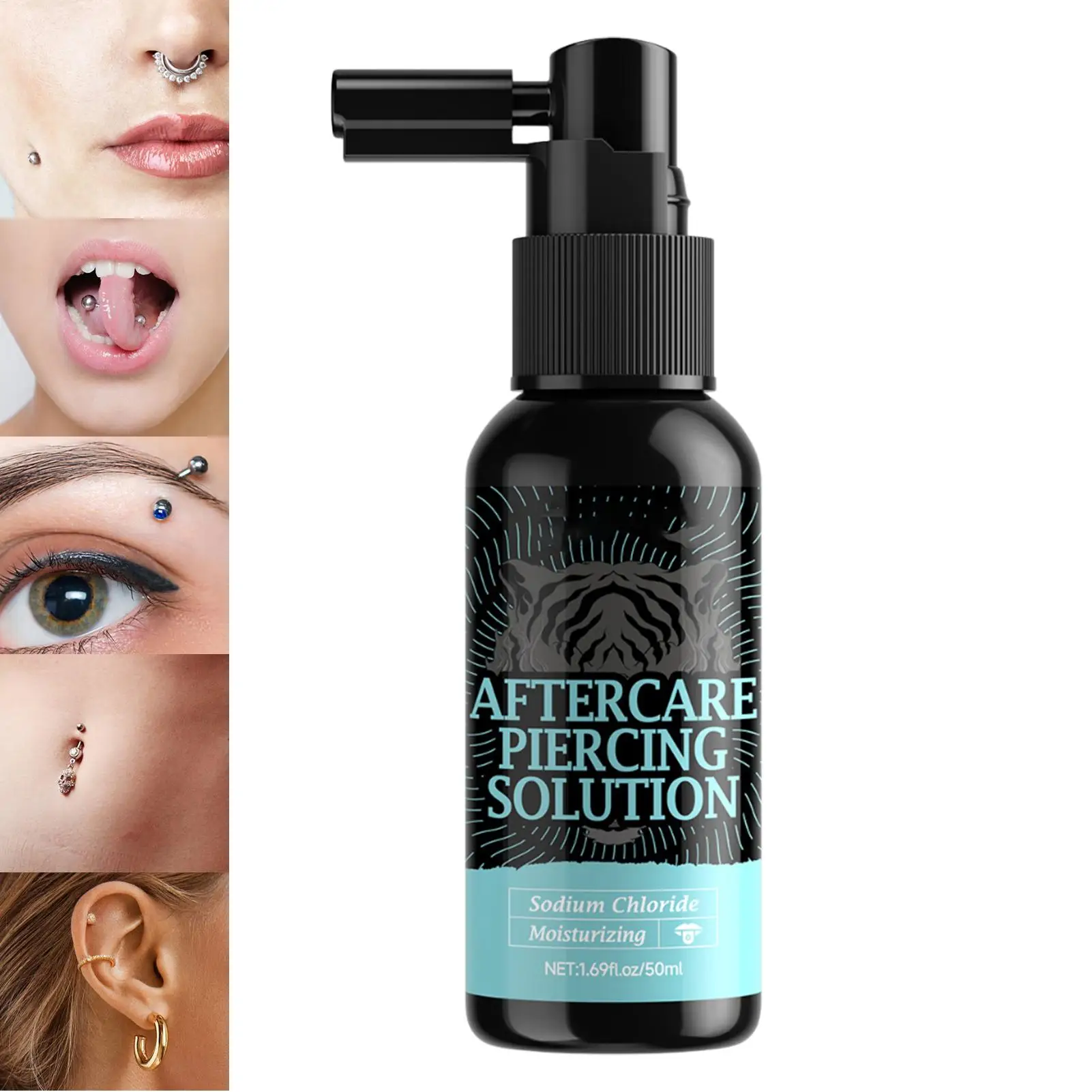 After Care Piercing Solution 50ml Gentle Safe Mist Piercing Spray Aftercare for Adults Men Women Newly Pierced Areas Care