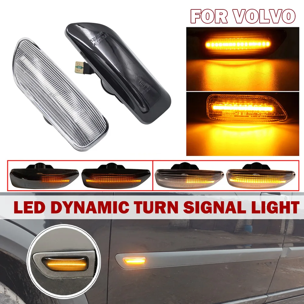 2 Stück Dynamische Bernsteinfarbene Blinker für Volvo XC90 S80 XC70 V70 S60 2001-2009 LED-Seitenmarkierungsleuchten Blinker Auto-Zubehör