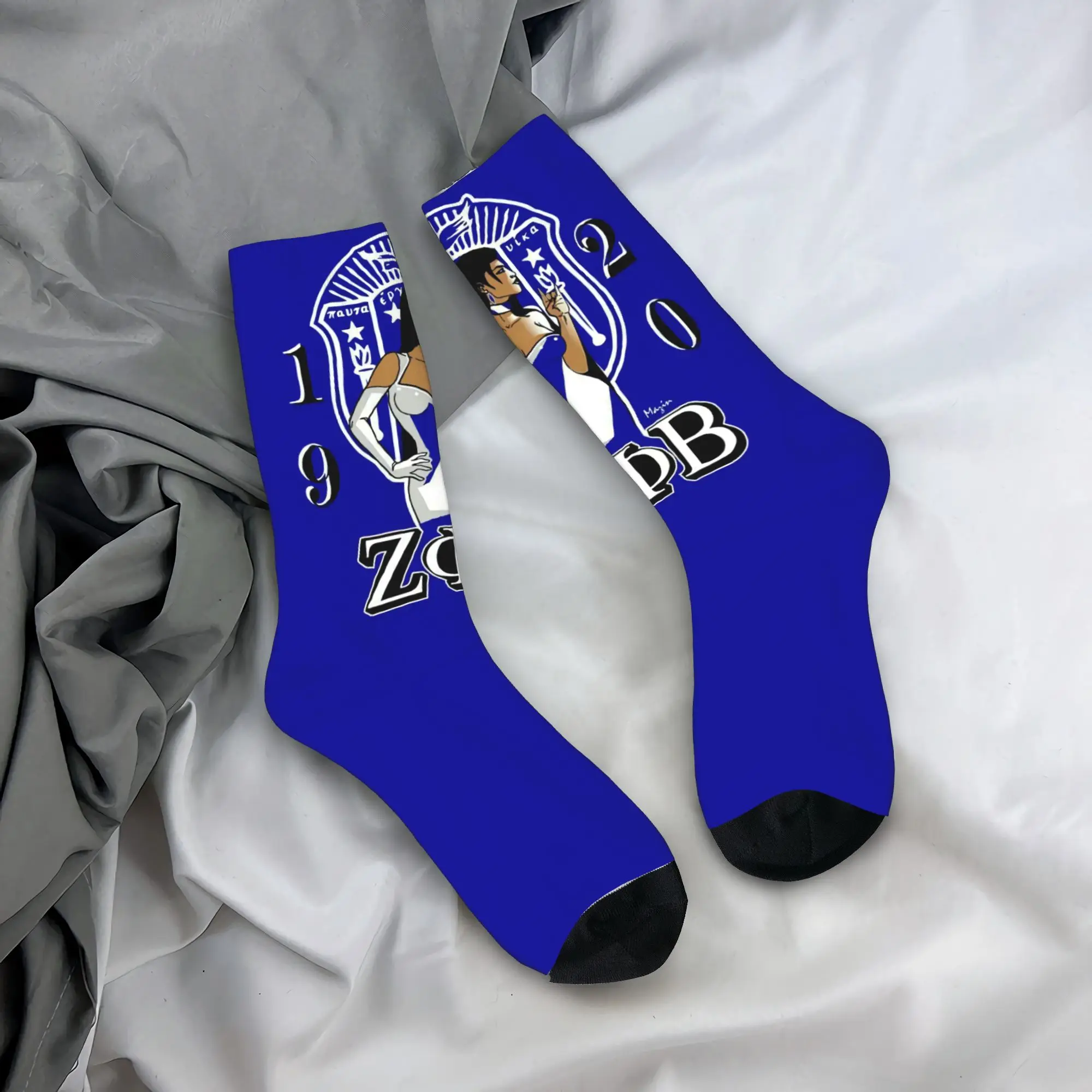 

Custom Zeta Phi Beta ZOB Men Women Crew Socks Unisex Novelty 3D Printing Greek Letter 1920 Dress Socks