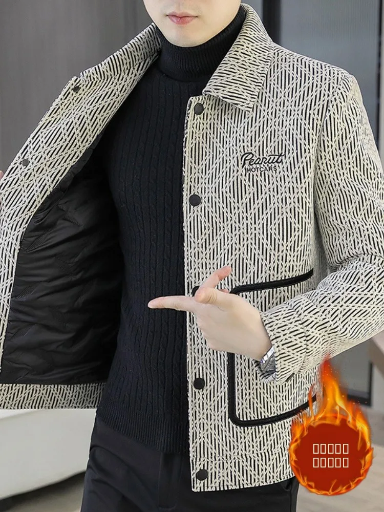 

Men's Winter Woolen Jaet Thiened ort Sle Korean Version Cotton Added Faionable Youth Outerwear Warm Flannel Coat