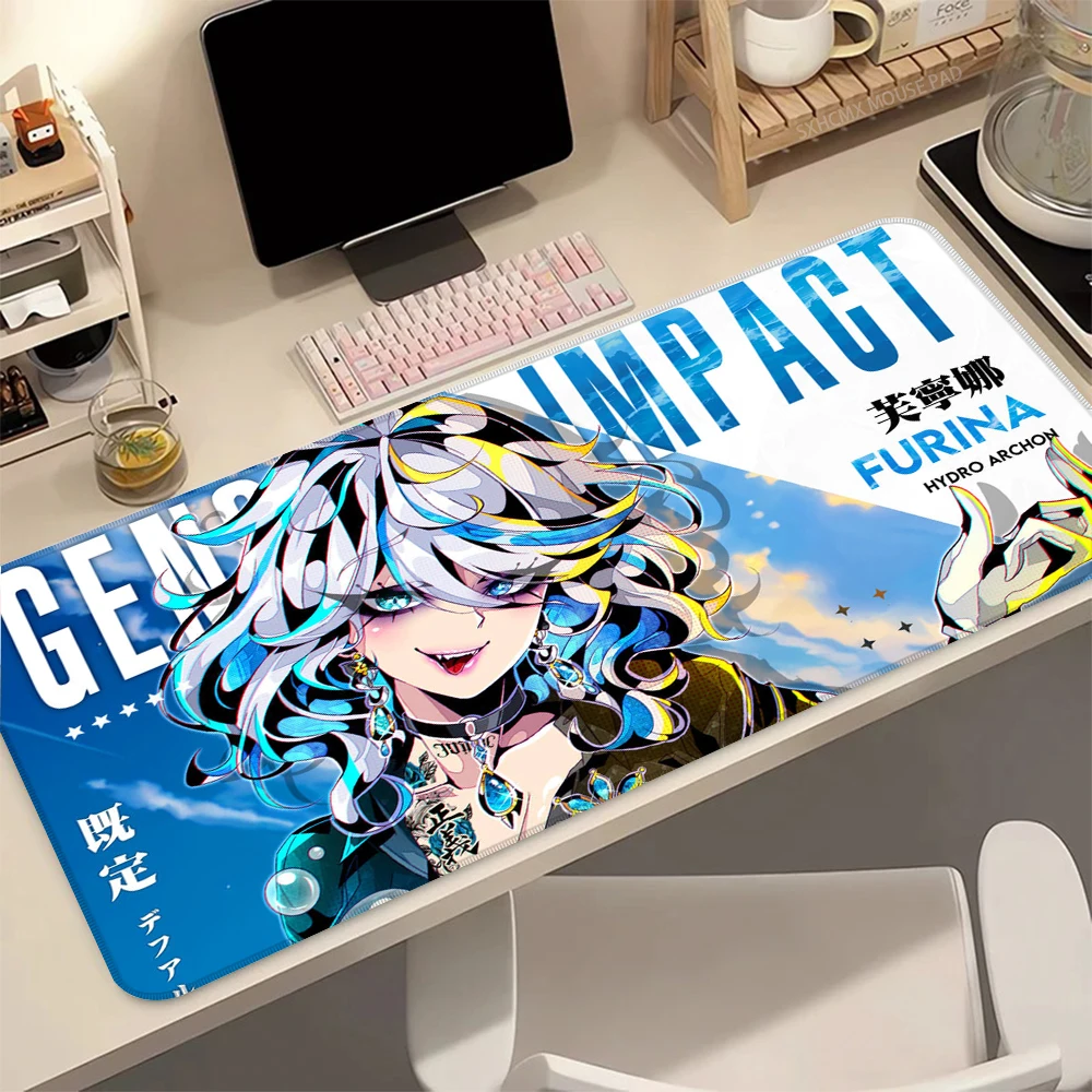 Mauspad Laptop HD Genshin Impact Gaming Anime Tastaturunterlage Computer Kawaii Girl Schreibtischunterlage PC-Zubehör Gamer Büroteppich