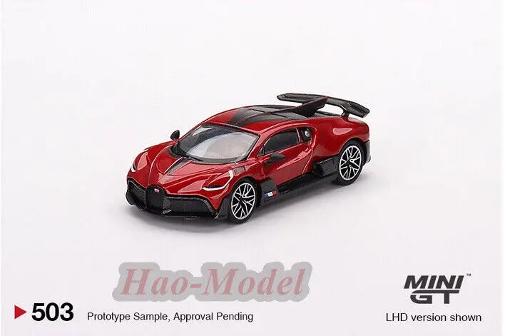 TSM MINIGT-coche modelo de aleación de Bugatti Divo para niños, juguete de simulación fundido a presión, regalos de cumpleaños para niños, colección de exhibición de Hobby, rojo, 1/64