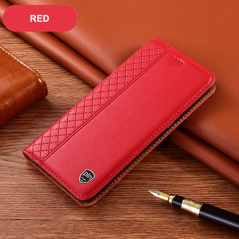 Luxury Genuine Leather Business Phone Case For Tecno Camon 12 15 16 16S 17 17P Air Premie Magnetic Flip Cover