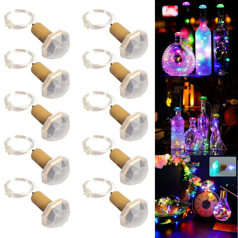 

20-1pcs RGB Solar Wine Bottle Lights String PP Diamond Fairy LED Lights for Wedding Christmas Home Party Indoor Outdoor Decor