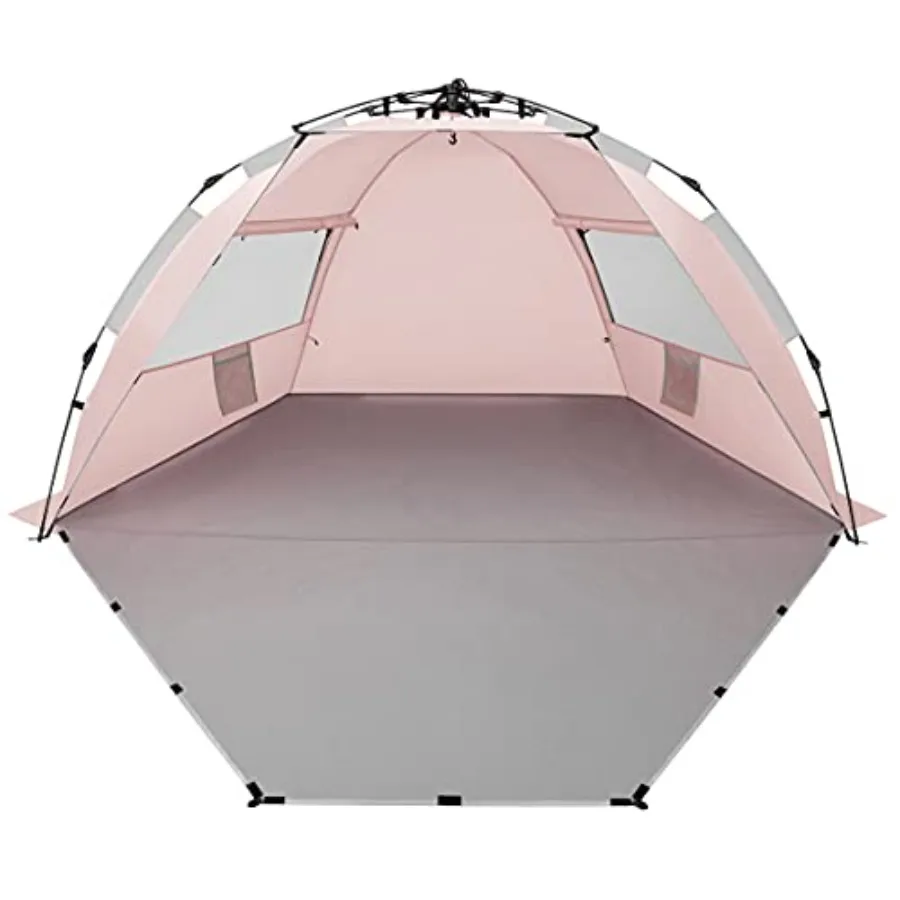 

X-Large 4 Person Beach Tent Sun Shelter - Portable Sun Shade Instant Tent for Beach with Carrying Bag Stakes 6 Sand Pockets Ant
