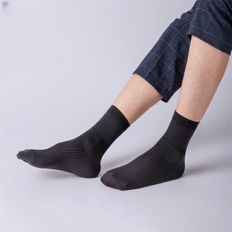 

Miosam custom logo high quality dress socks Velvet solid elastic summer thin socks knee high stockings formal socks for man