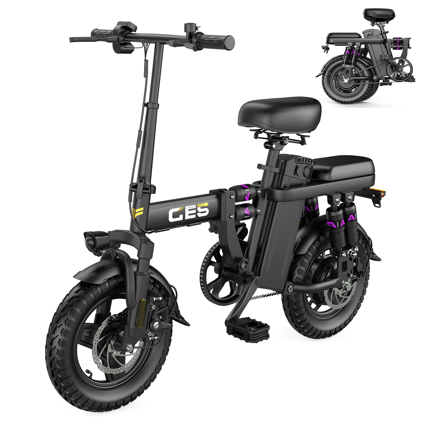 Toofly GE5 Elektrofahrrad, 250W Motor, 48V 15Ah Akku, 14-Zoll-Reifen, Pendler-Elektrofahrrad.