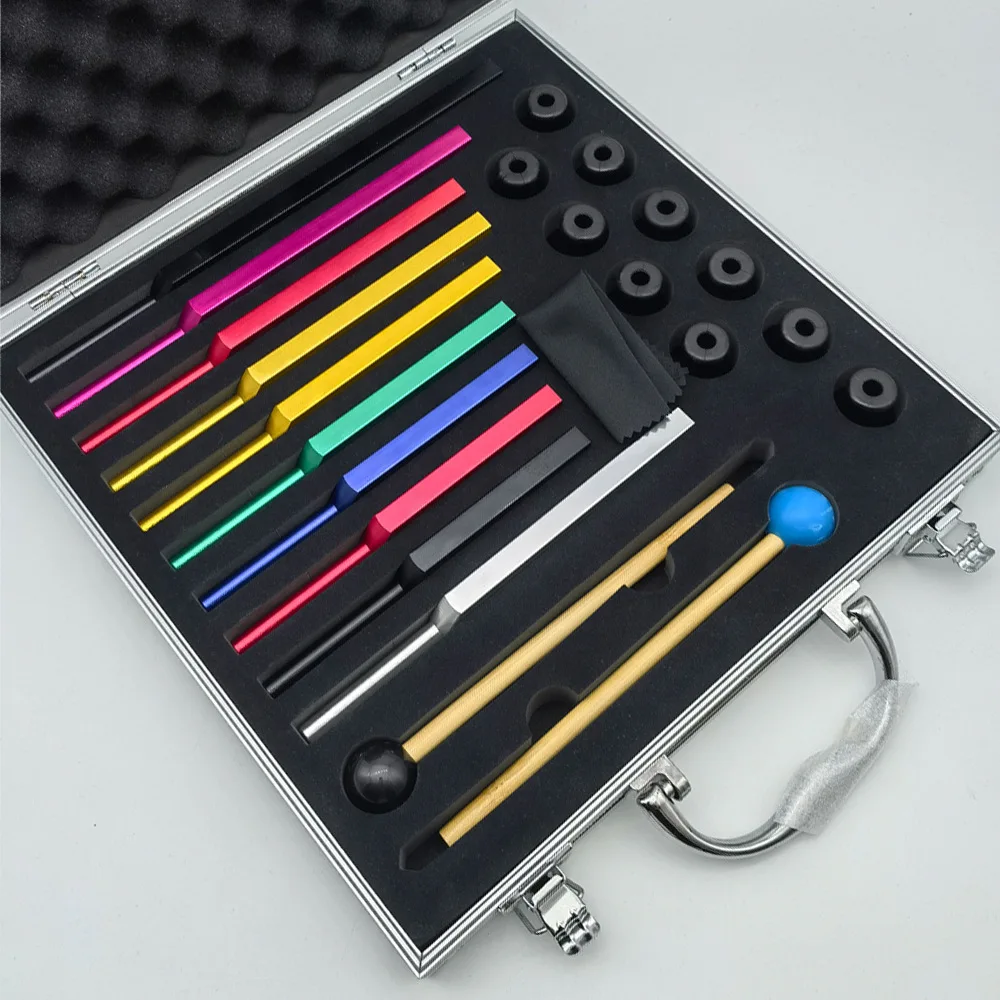 

Set of 10 Aluminum Alloy Medical Tuning Forks with Matching Base 174Hz 528Hz 963Hz 432Hz Manual Power Source