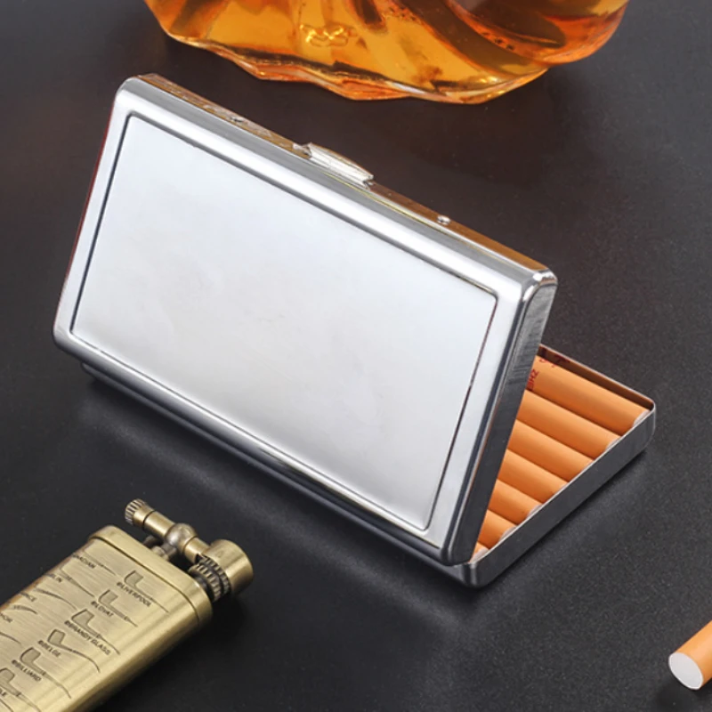 Ultra-Thin Mirror Face Metal Cigarette Case, Lightweight Cigarette Storage Box with Clip Pocket for Portable Daily Carry