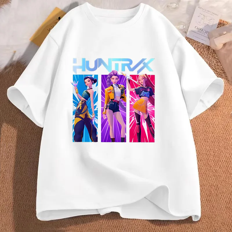 

2025 Movie KPop Demon Hunters T-shirt Summer Harajuku Short Sleeve Tee for Casual Loose Women and Men Graphic Printed Tops