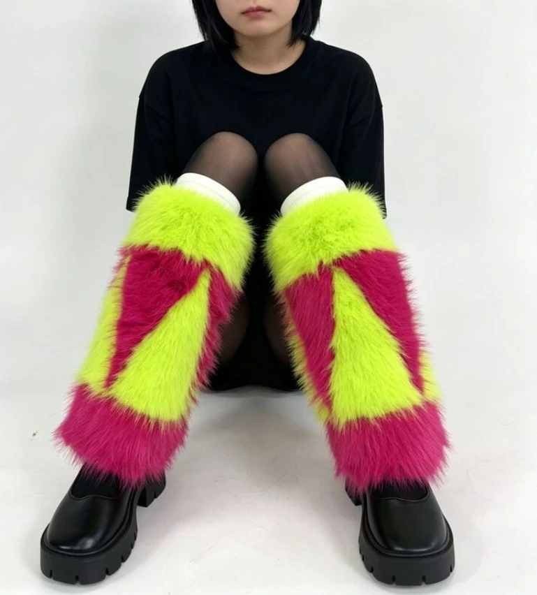 Imitation Fox Fur Plush Socks Fur Leg Cover Stage Performance Warm Cosplay Halloween Rave Party Leg Warmers - view 6