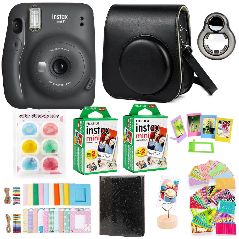 الأصلي فوجي فيلم Instax Mini 11 كاميرا فورية مع 40 ورقة فيلم صغير ورقة كاميرا الكتف حزام حقيبة الملحقات حزمة عدة