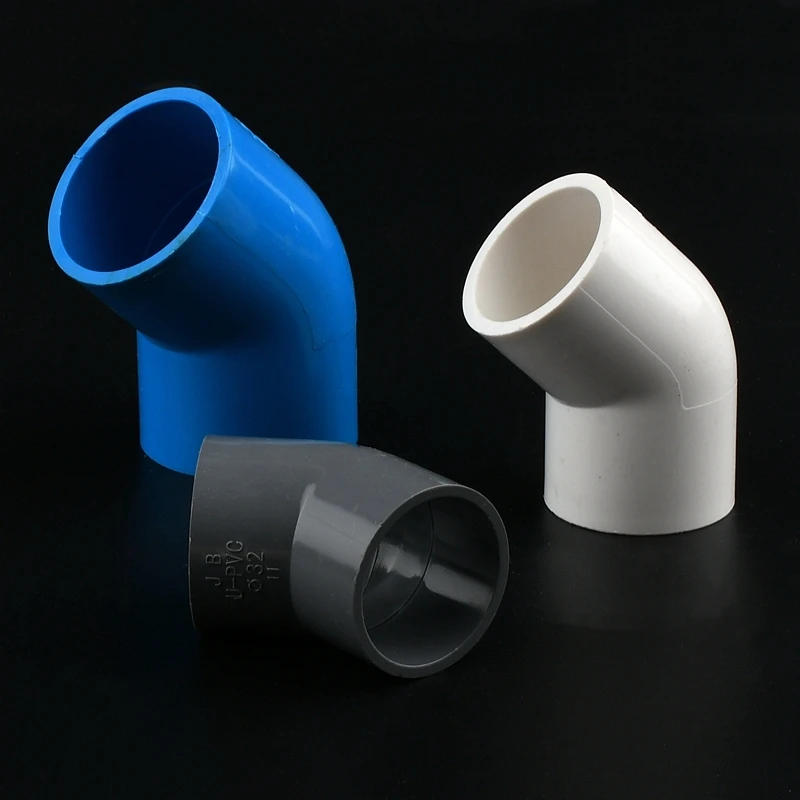 PVC I.D 20/25/32/40/50/63mm Water Supply UPVC Pipe Fittings 45 Degrees Elbow Connectors Plastic Joint Irrigation Water Parts