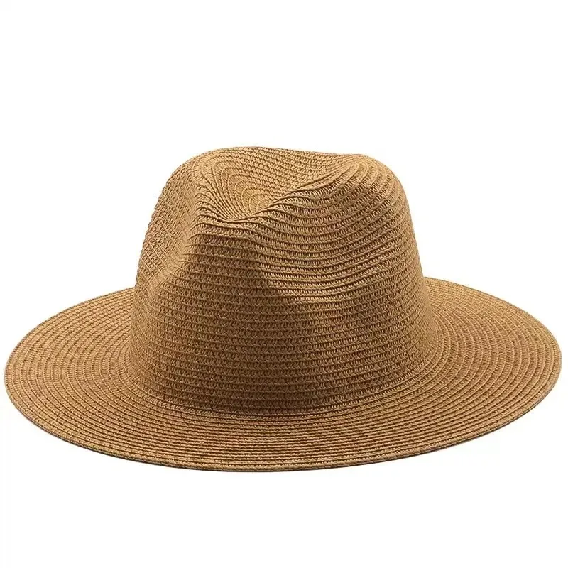 Big Head Size 60CM Straw Panaman Hat Foldable Woven Sun Hat  Men Plus Size Jazz Cap Women Beach Sun Protection Sun Shading Hat