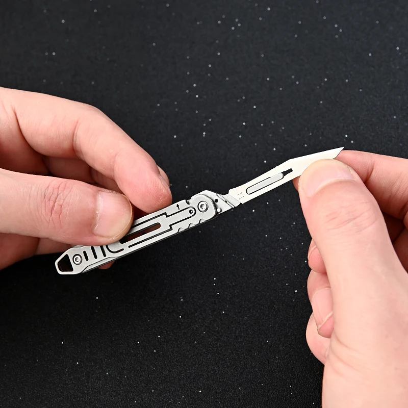 Imagem -03 - Medical Folding Bisturi Faca Edc Outdoor Desembalar Pocket Knife 10 Pcs Lâminas Substituíveis Aço Inoxidável