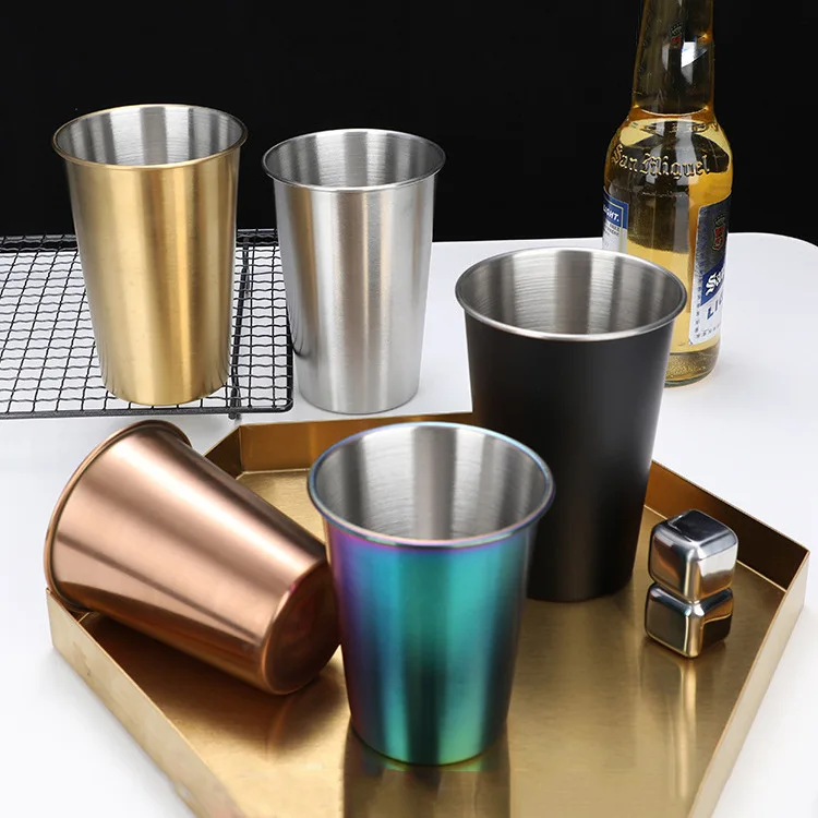 Korean 304 Stainless Steel Beer Beverage Coffee Cup Large Capacity Cold Drink Water Cup 500ml Desk Decoration  Decor