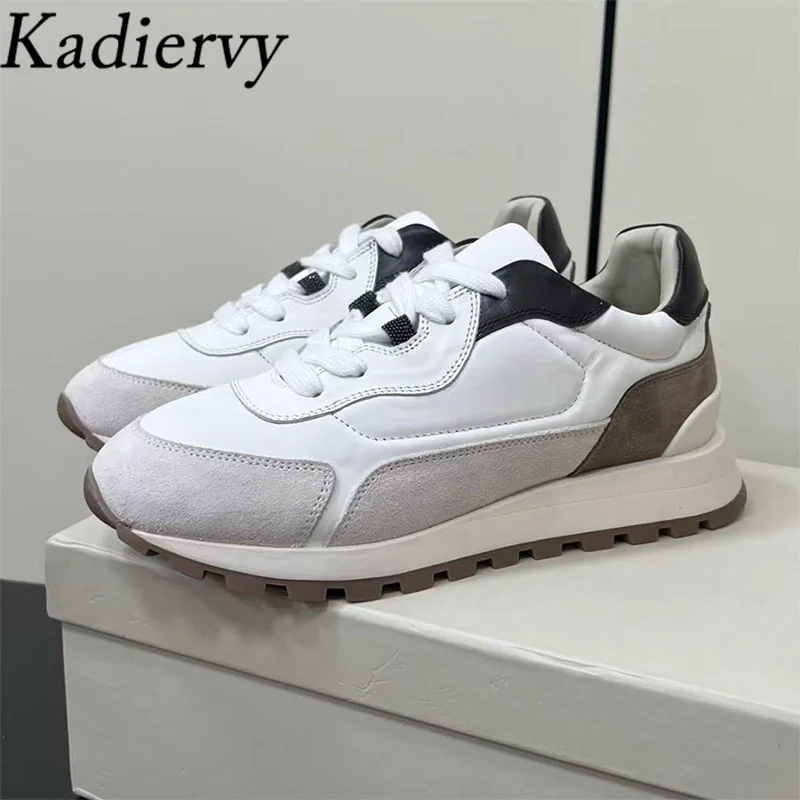 

Autumn Winter New Sneakers Woman Round Toe Lace Up String Bead Outdoor Running Shoes Suede Patchwork Casual Sports Shoes Women