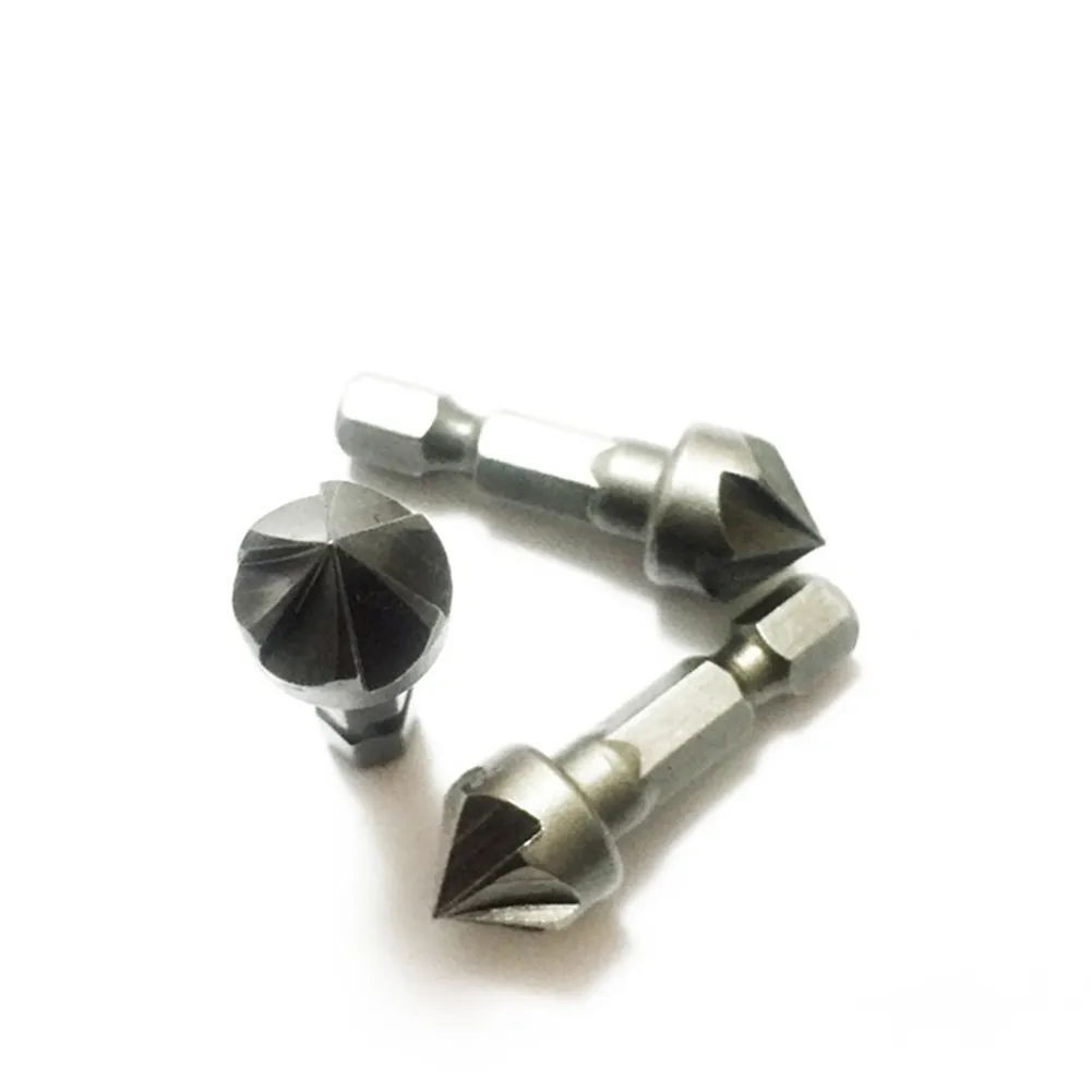 

For Chamfering Deburring Useful Chamfer Drill Bit 1/4 Inch Shank 3 Pcs 36*12.7mm 45#HCS 6 Flute Chamfer Tool Silver