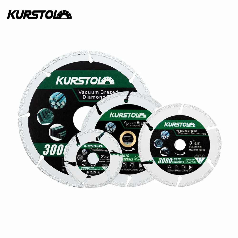 KURSTOL 1Pc Brazed Iron Cutting Disc Dia 50/75/85/115mm Diamond Saw Blades Steel Pipe Rebar Stainless Steel Circular Disc Cutter