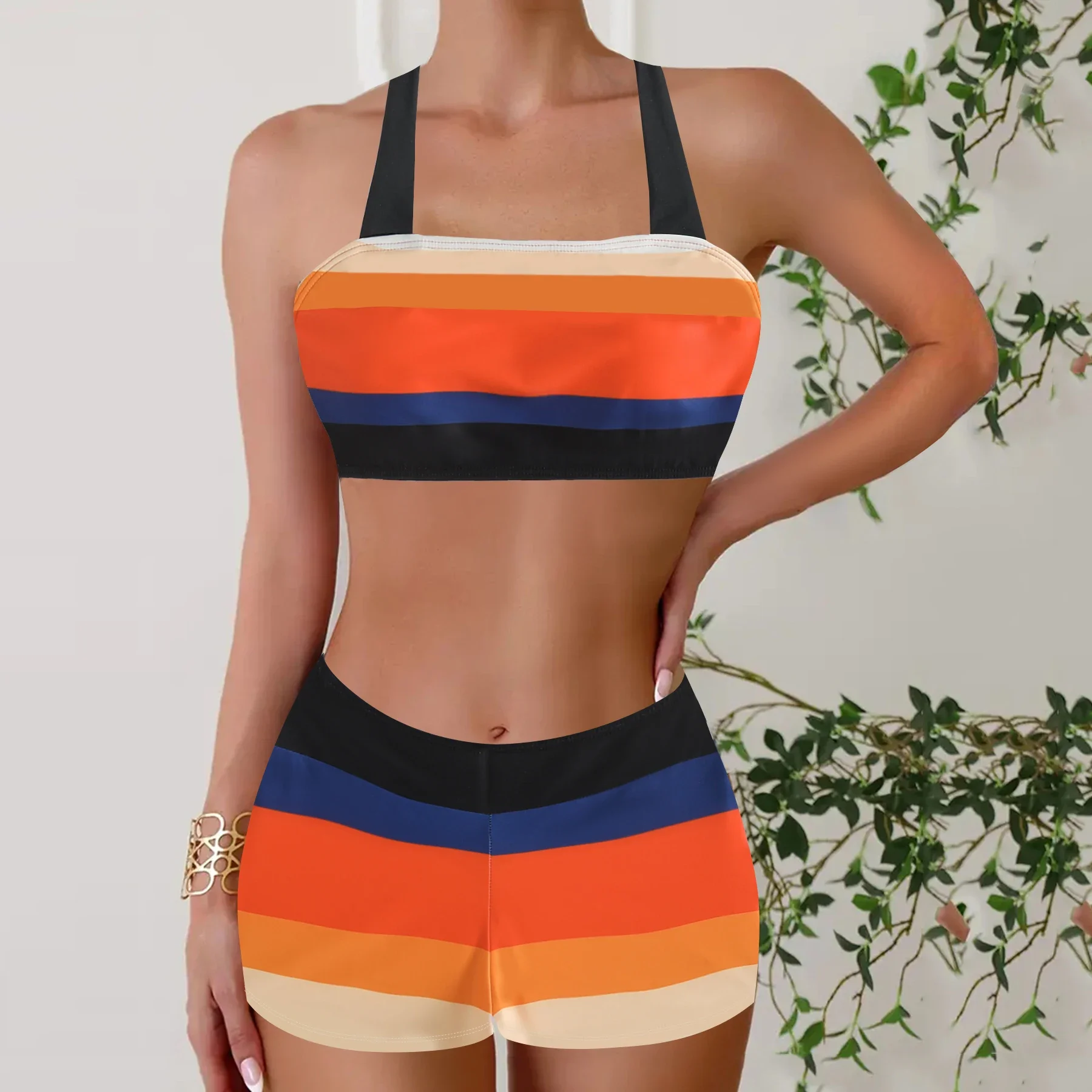 Women's Tropical Print Tankini Set - Stretchy, Non-Transparent Swimwear with High Waist Shorts Bikini Summer Beachwear