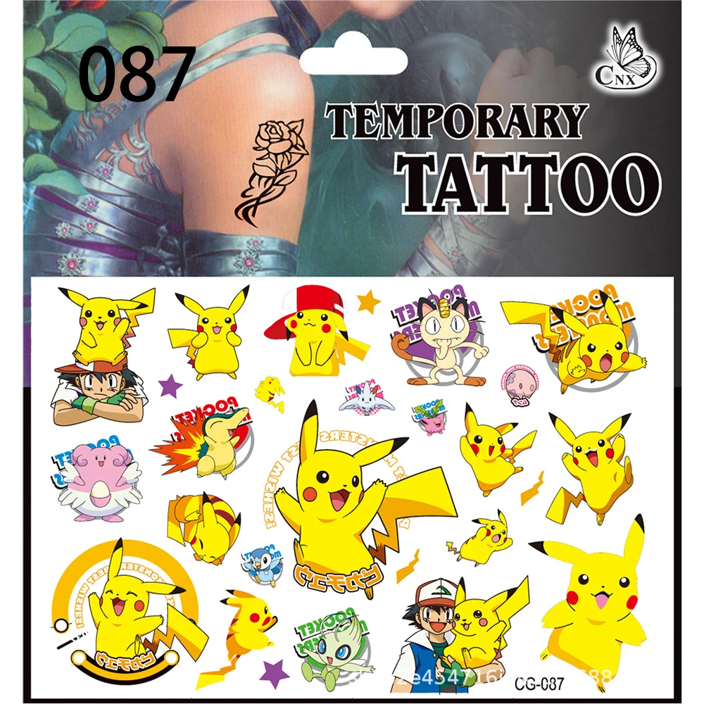 1/4/6/12pcs Pokemon Pikachu Party Favors Temporary Cartoon Tattoos Stickers Birthday Party Gifts Goodie Bag Fillers Party Suppli