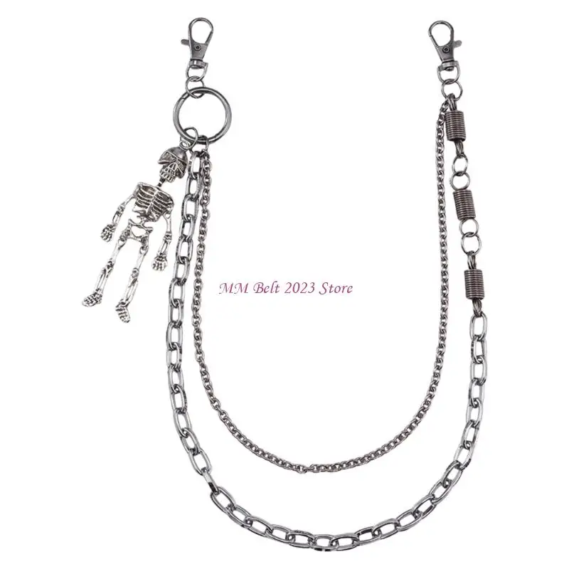 49ME Skull Charm Waist Chain Pants Chain for Streetwear Jeans Pants Waist Accessories