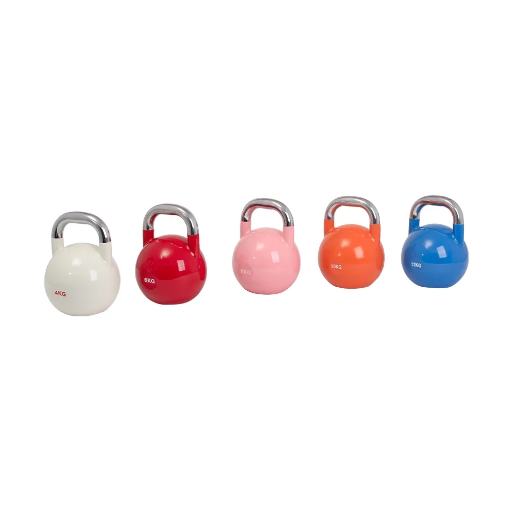 Home Gym Fitness Competition Kettle Bell Custom Logo Cast Iron Kettlebell Set with Grip