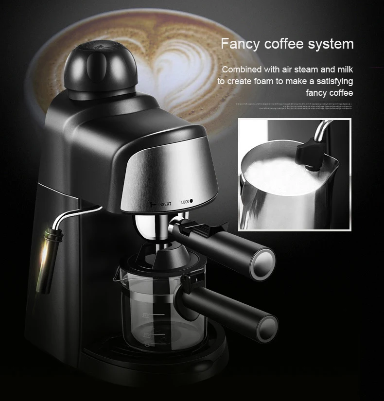 DMWD Semi Automatic Espresso Coffee Machine 5Bar Pump Pressure Italian Caffee Maker Cappuccino Latte Milk Frother