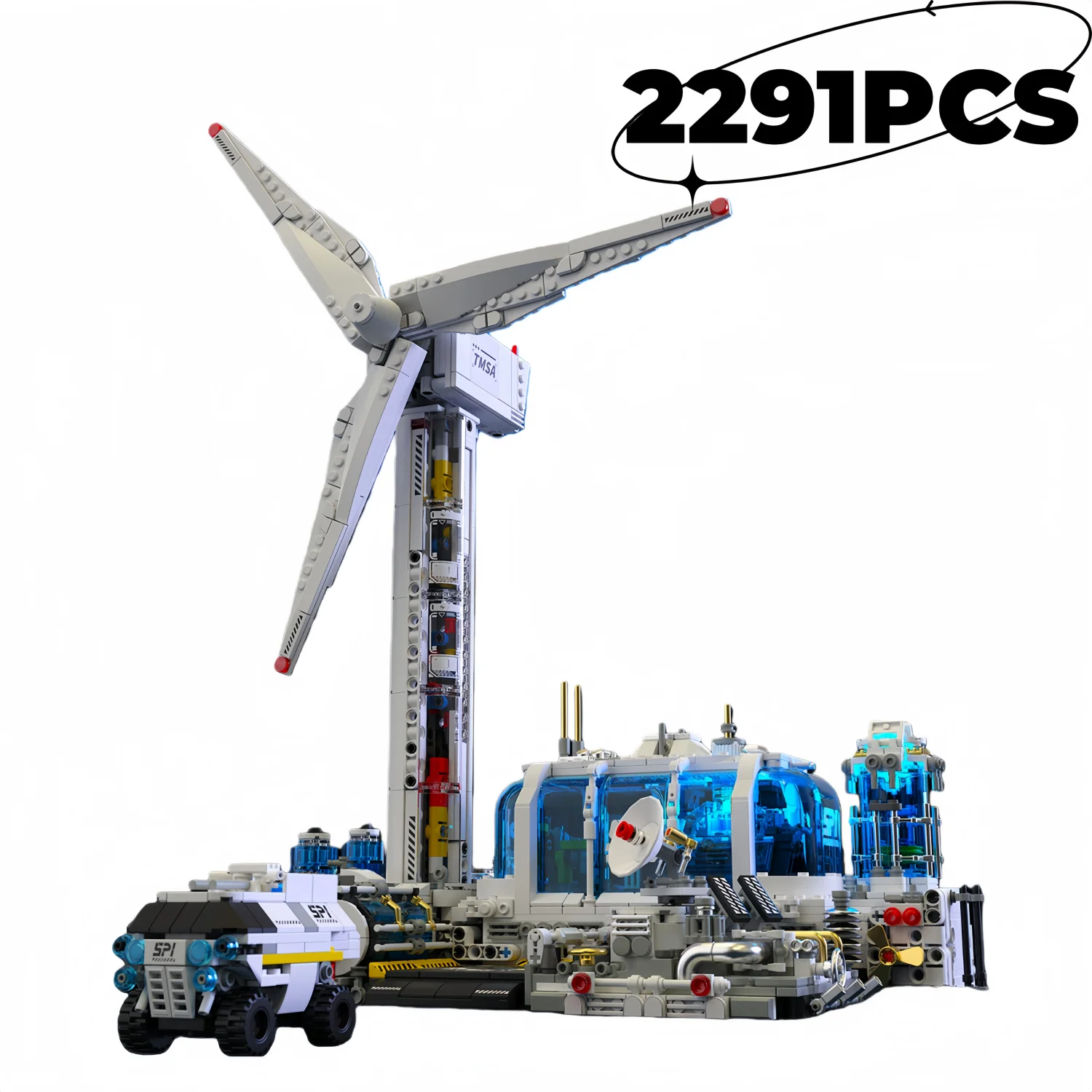 2291 قطعة WTGS مزرعة الرياح اللبنات استكشاف الفضاء الإضاءة نبات طاقة الرياح نموذج المحرك مدفوعة لغز لعبة هدية الكريسماس
