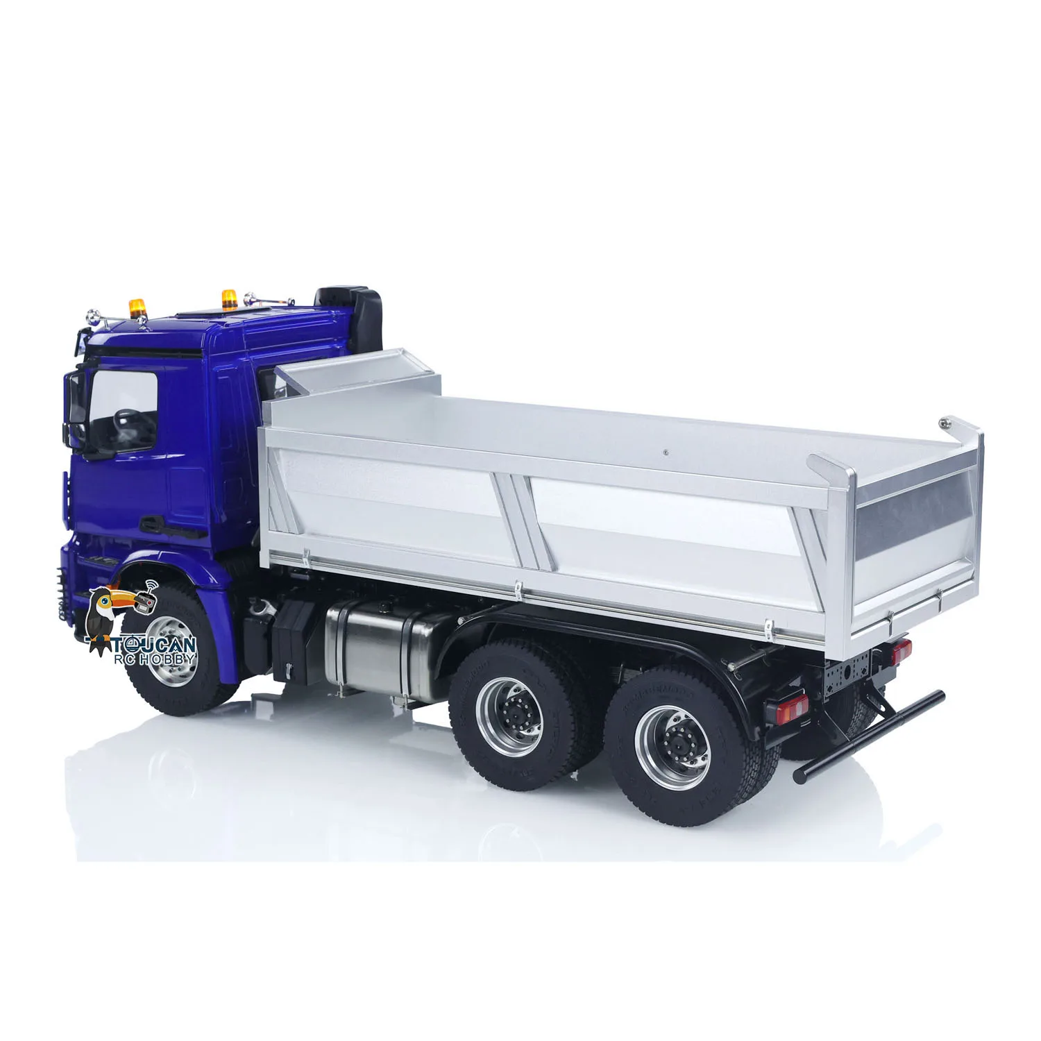 1/14 RC truk Dumper Hydraulic Ulis, hadiah mainan Tipper Remote Control RTR 6x6 logam Chassis suara sistem cahaya kustom warna