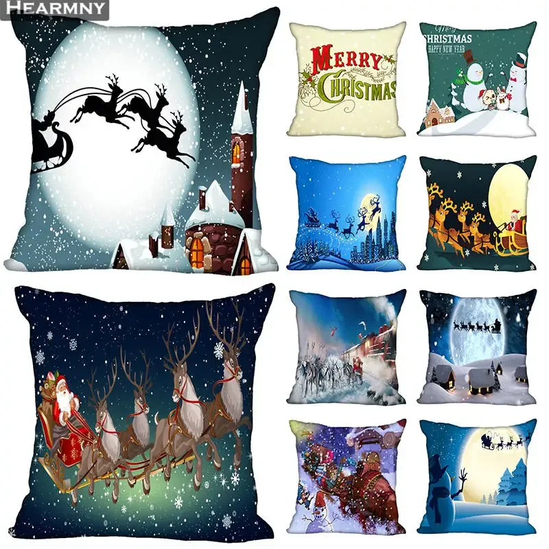 Custom Decorative Pillowcase Merry Christmas 02 Square Zippered Pillow Cover 35X35,40x40,45x45cm(One Side)