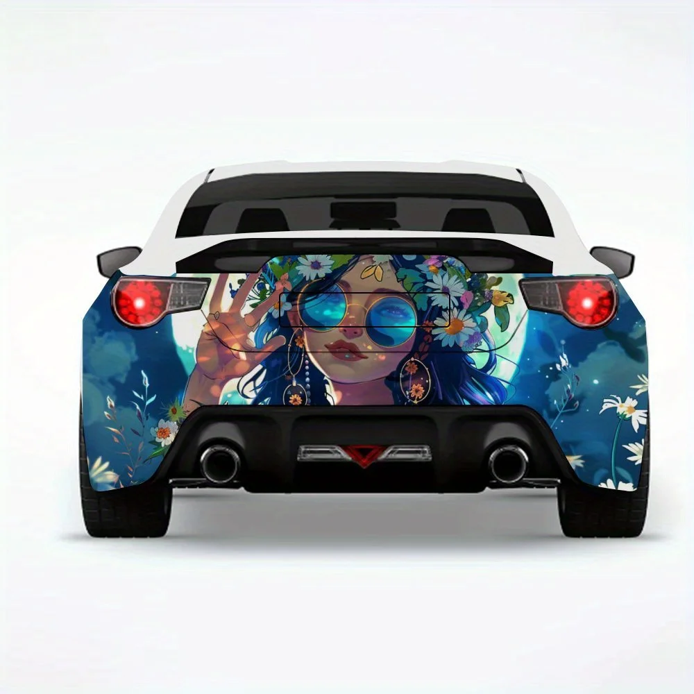 

Boho_Flower_-_Crown_Lady автомобильная наклейка-виниловая наклейка на заднюю часть автомобиля, водонепроницаемые самоклеящиеся виниловые наклейки для хвоста и бампера автомобиля