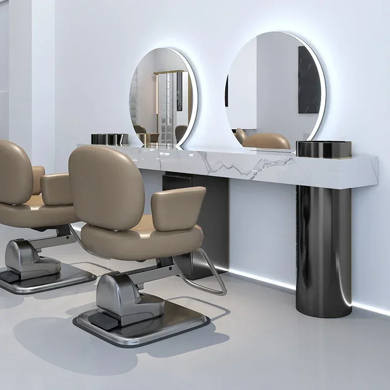 X188Shopwith Легкий туалетный столик из нержавеющей стали Зеркало для горячего окрашивания Парикмахерская Салон для стрижки волос Парикмахерская Туалетная T