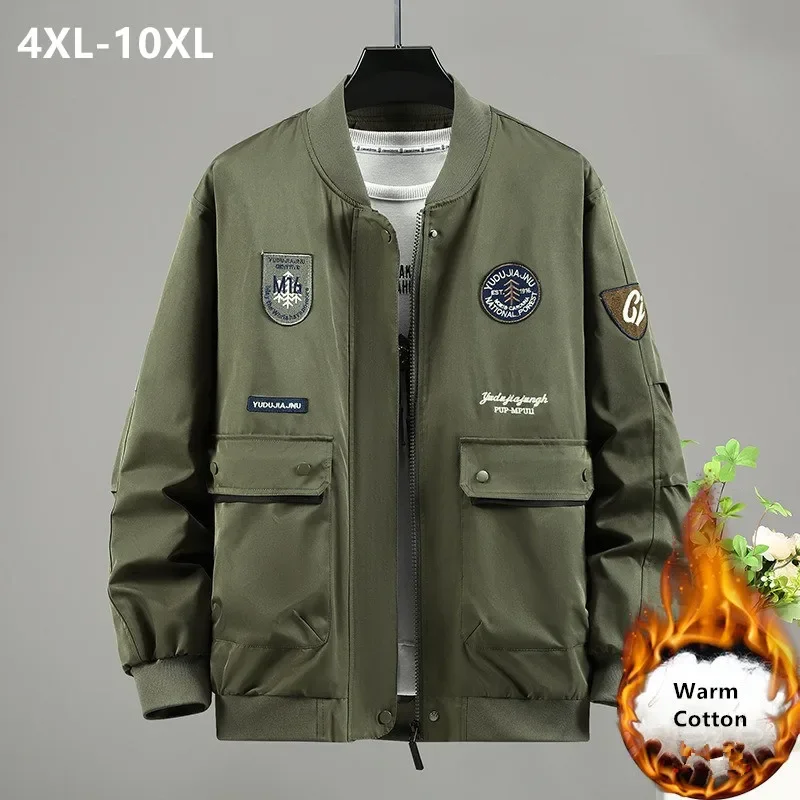 

10XL Winter Coat Men Plus Size 9XL Army Green Warm Cotton Padded 160KG Oversized Popular Parkas Cargo Baseball Bomber Clothes