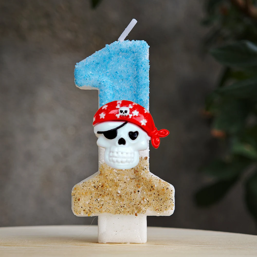 3D Stereo Skull Birthday Candle Pirate Themed Cake Topper Ornament Horror Skeleton Design Cake Decoration For  Party Supplie