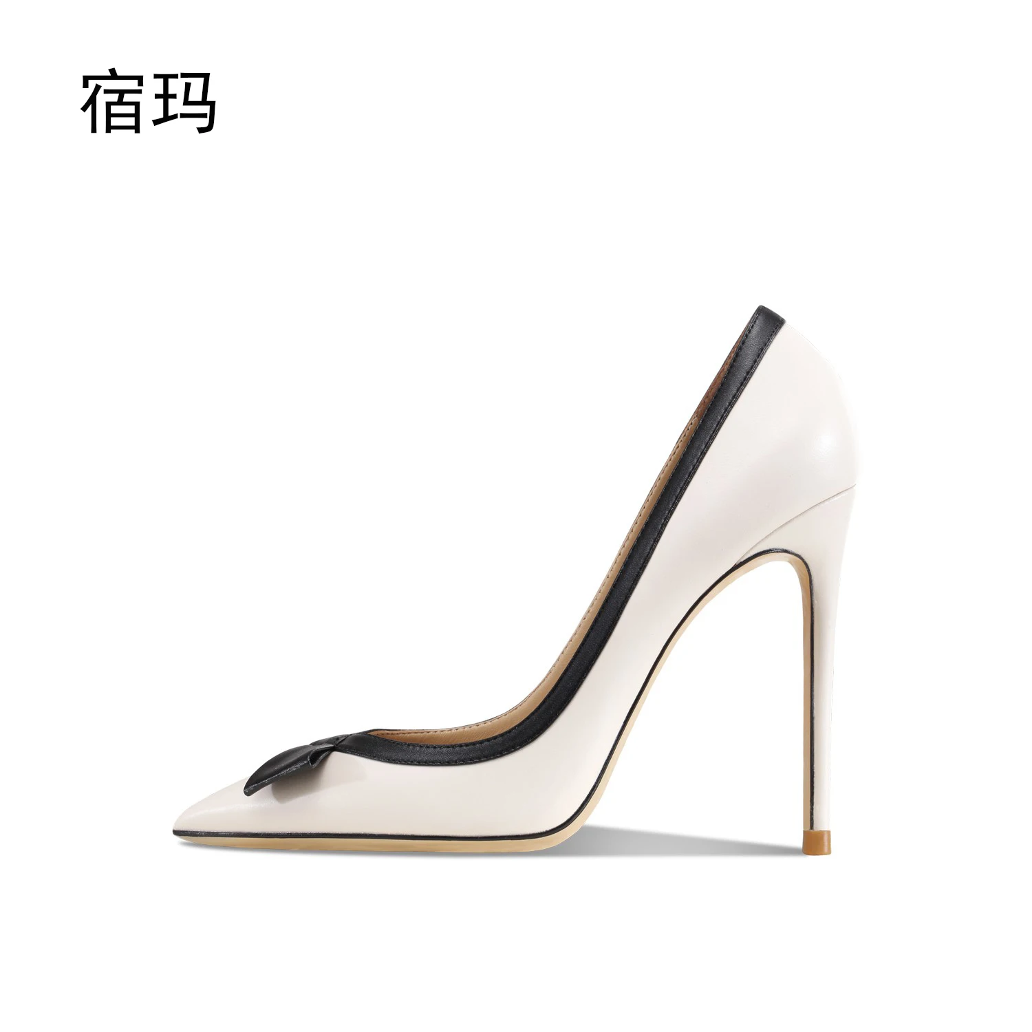 

Real Leather Bow High Heels For Women 2025 New Fashion Slim Heel Pointed Toe Pumps Temperament White Matte Women's Heeled Shoes