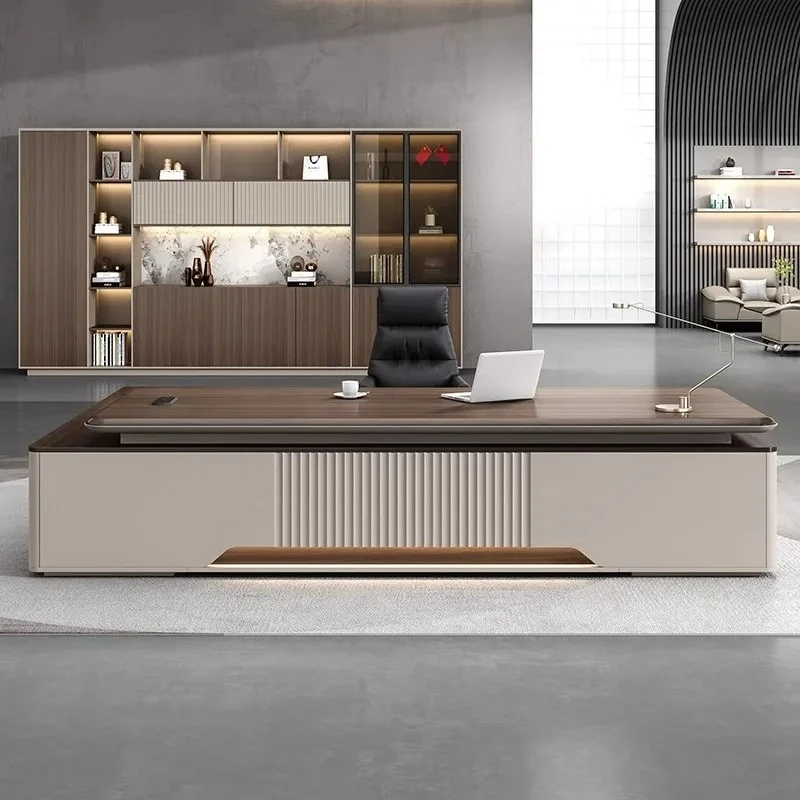 Boss desk, big president manager desk, light luxury and high-end sense