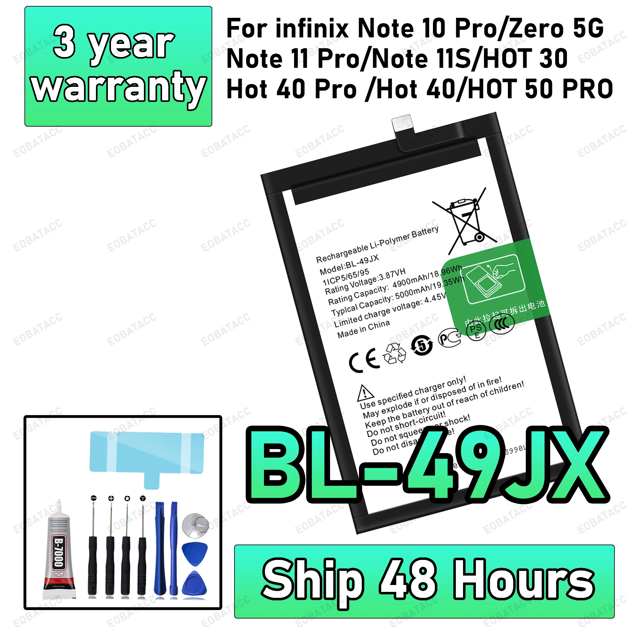 High Quanlity BL-49JX Battery For infinix Note 10 Pro/Zero 5G/Note 11 Pro/Note 11S/HOT 30/Hot 40 Pro /Hot 40/HOT 50 PRO Bateria