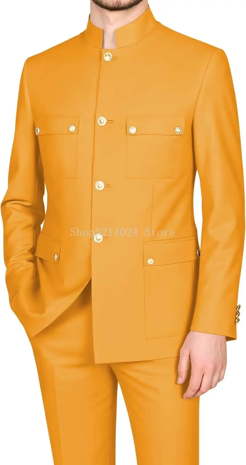 

African Suits for Men Men's African 2 Piece Sets Chinese Mandarin Collar Suits for Men