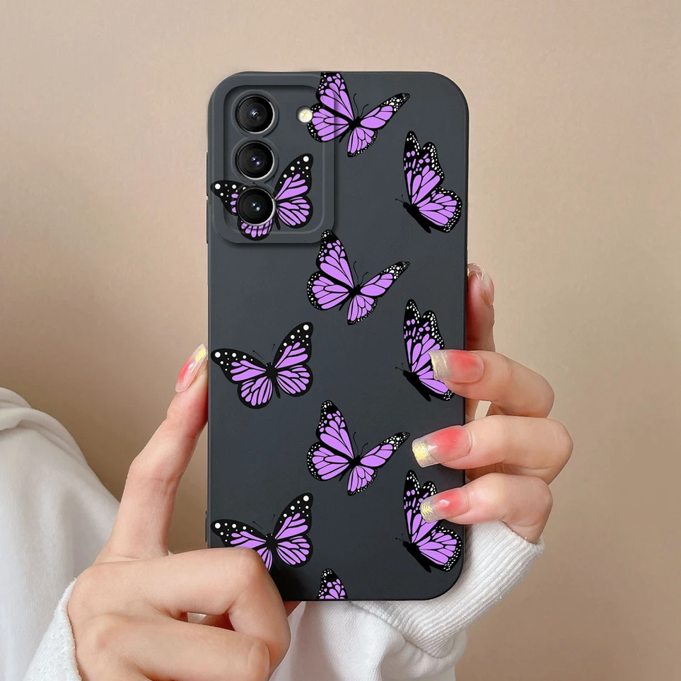 For Samsung Galaxy S21 S21 FE S21 Pro 5G Coques Butterfly Soft Silicone Liquid Cover Non Slip Funda For S21/S21Fe/S21+ Case Capa