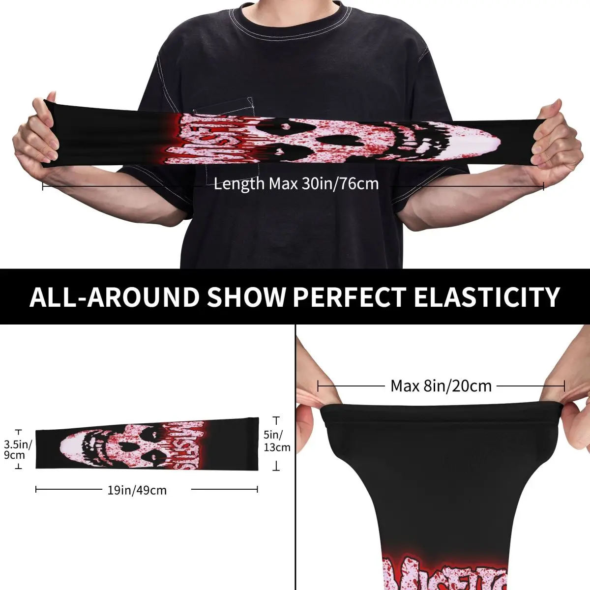 Manicotti per braccia da esterno con teschio Misfits, copertura di protezione solare UV, maniche per tatuaggi da ciclismo in seta ghiacciata estiva