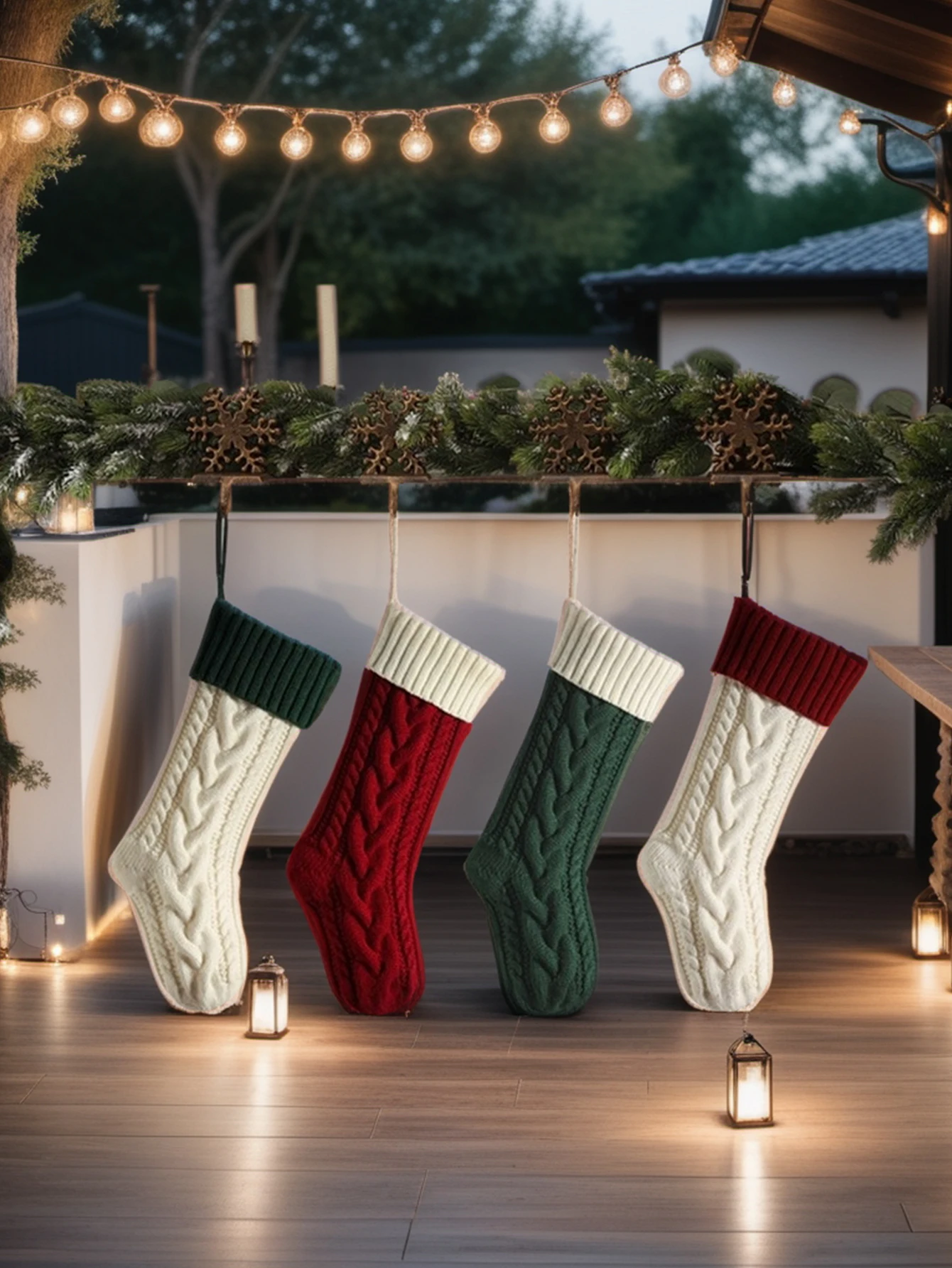 (18in/46cm) 1 pair Christmas Stockings Knitted Bag Decorative Socks Christmas Socks Pendant Large Capacity Gift Bag