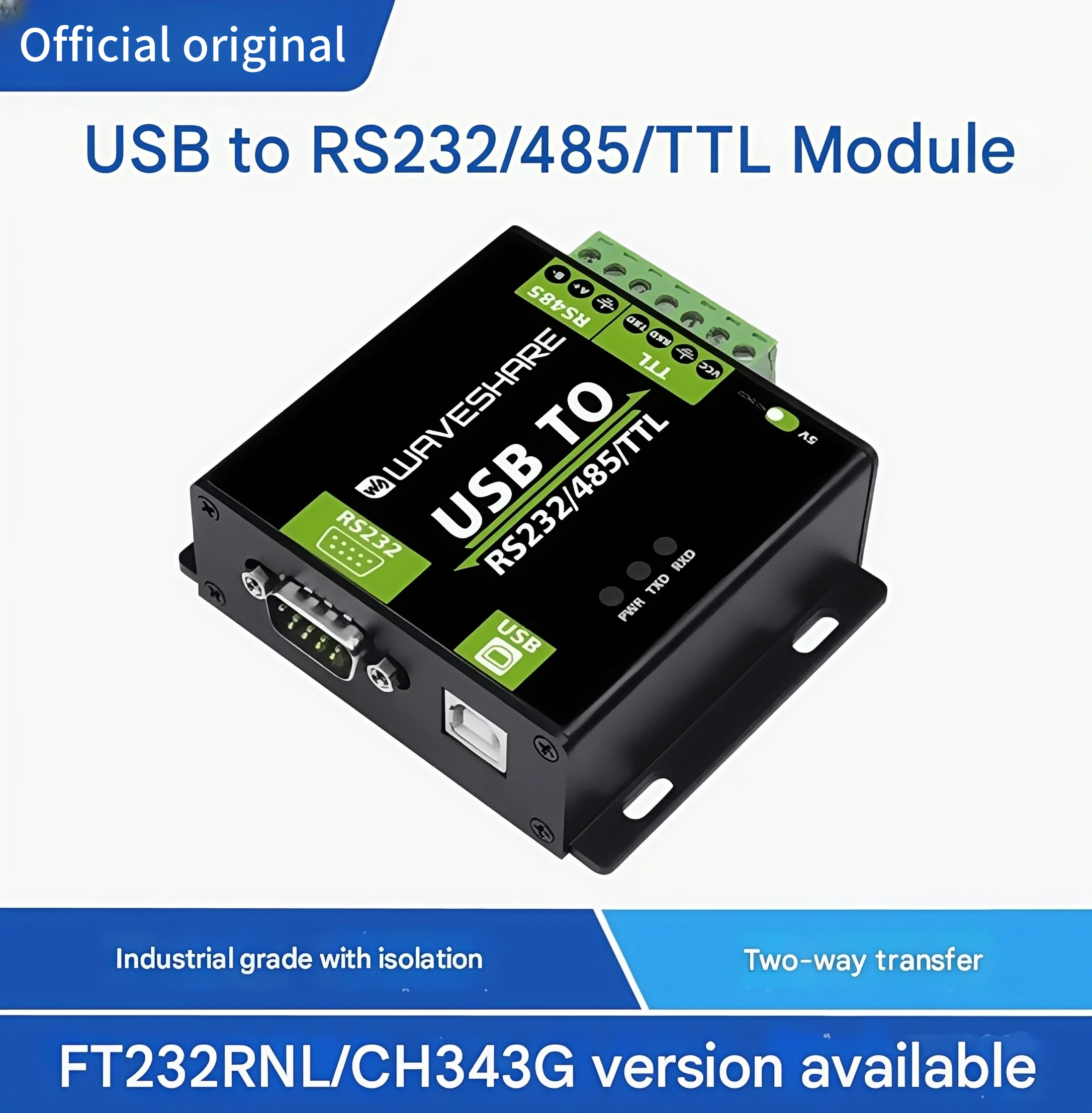 

FT232RNL/CH343G Последовательный преобразователь USB в RS232/485/TTL промышленного класса с изоляцией