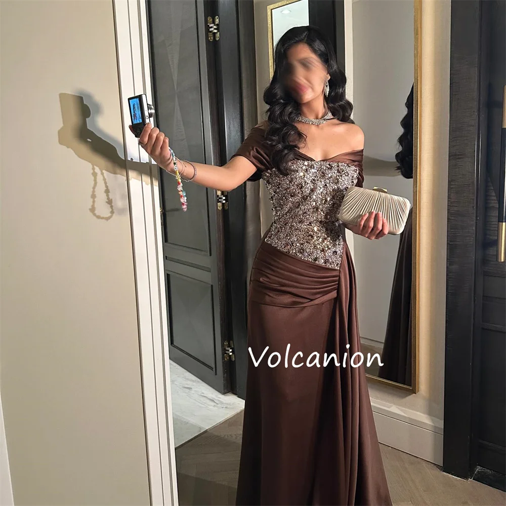 Gaun Panjang Bahu Terbuka Lurus Berpayet Charmeuse Cocok Khusus Acara Dipesan Lebih Dahulu Uniseks Elegan