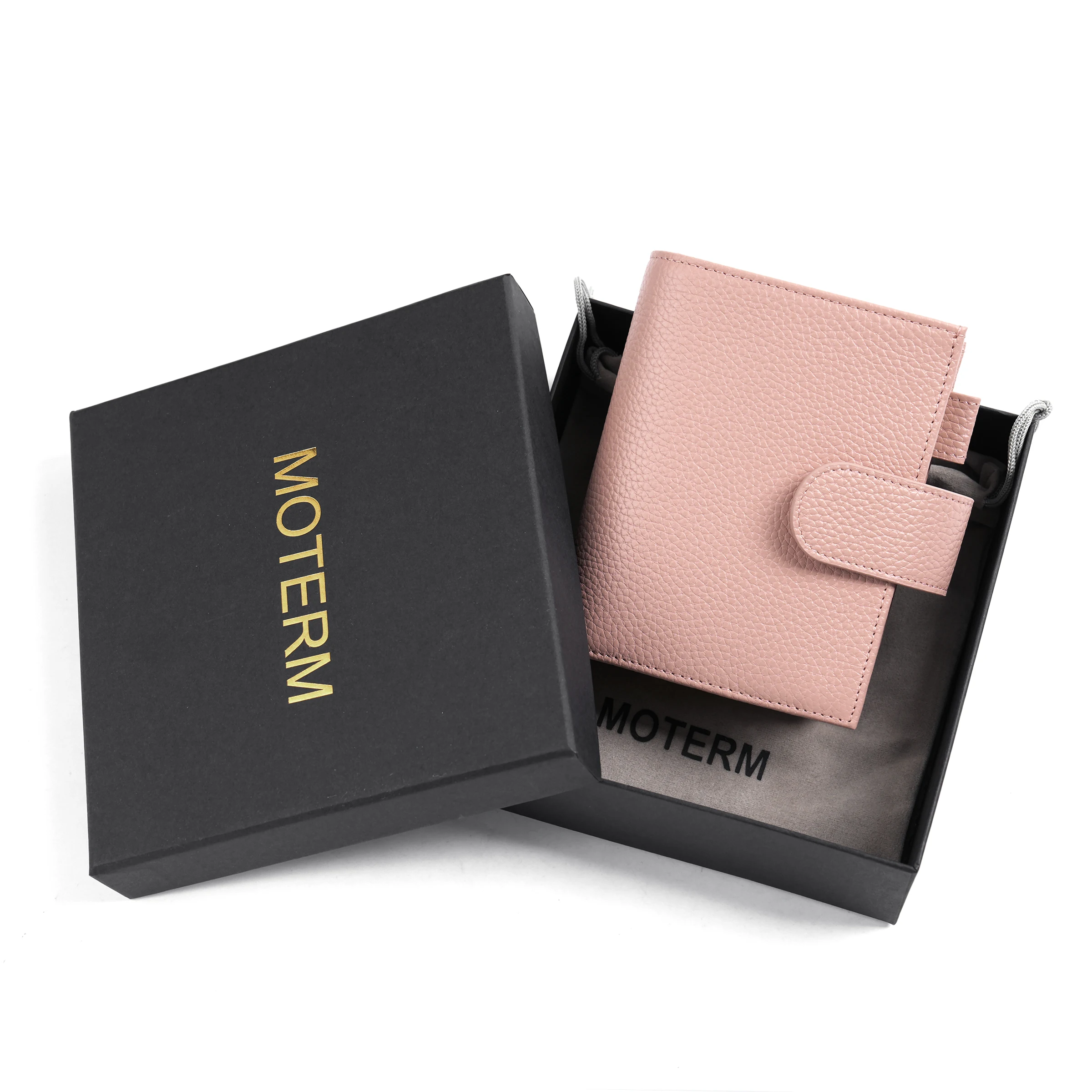 Moterm Passport Size Companion Travel Journal Pebbled Grain Leather Notebook Genuine Cowhide Organizer with Double Snap Closure
