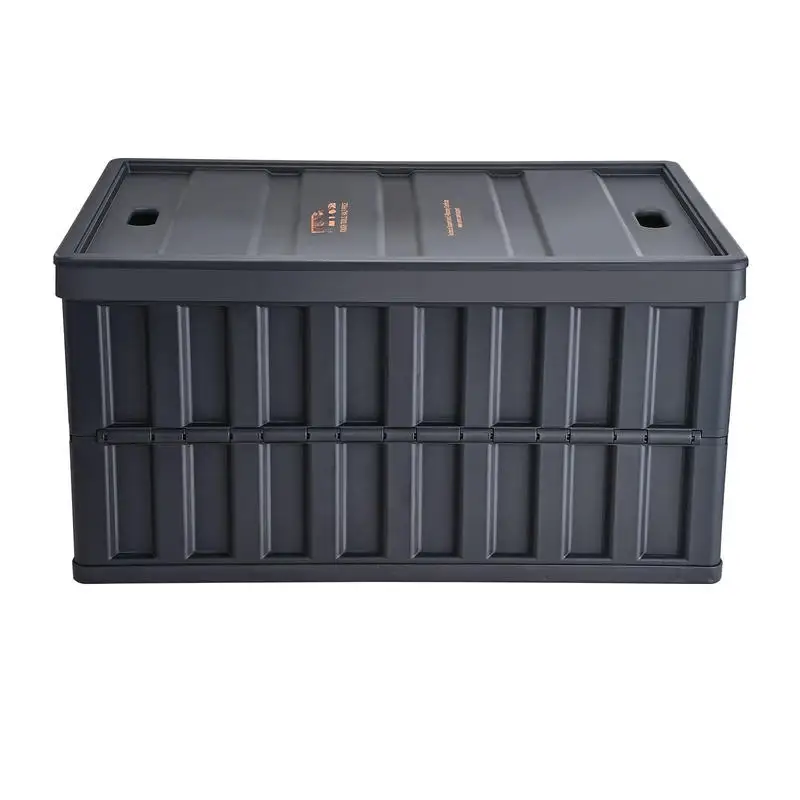 Lot de 3 boîtes de rangement pliables de 65 L avec couvercles, caisses en plastique PP pliables avec poignées, bacs de déménagement empilables pour l'organisation de l'entrepôt et de la maison, noir, 23,4 x 15,4 x 12,4 pouces